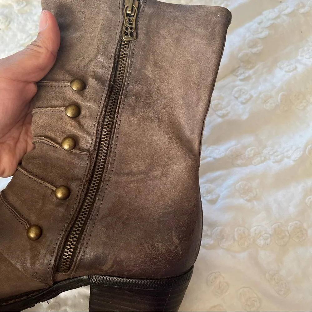 A.S.98 Military Dress Style Boots in Stone Leather Side Zip Women's 38 (US 7.5) - Picture 11 of 16